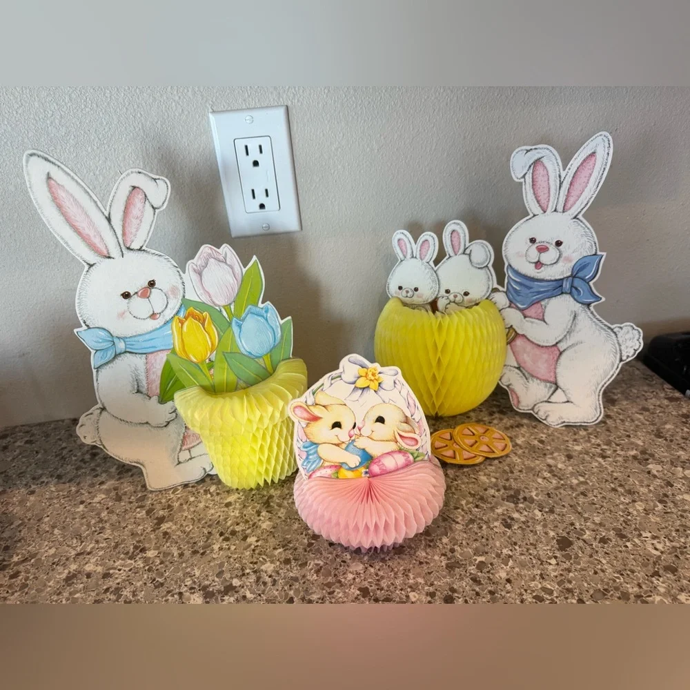 Vintage Honeycomb Tissue Easter Centerpiece Decor Lot Of 12 Eureka Beistle Ameri
